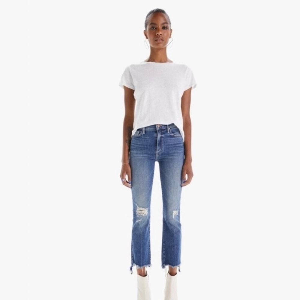 MOTHER The Insider Crop Step Chew Jeans Dancing On Coals Size 31
